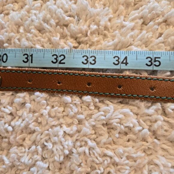 Vintage Leather Skinny Belt Big Rivets Brown Large - Picture 3 of 7
